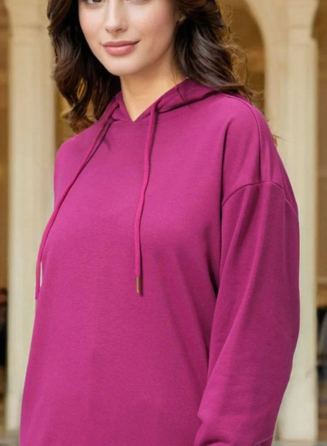 مرفوعة Women Loose Fit Graphic Printed Hooded Full Sleeves Hooded Sweatshirt